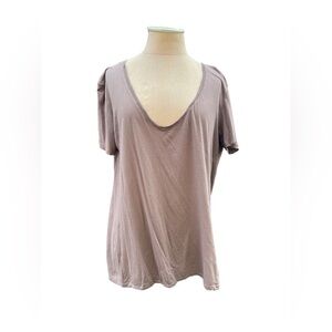 Michael Stars Featherweight Brown V Neck Top - Size OS